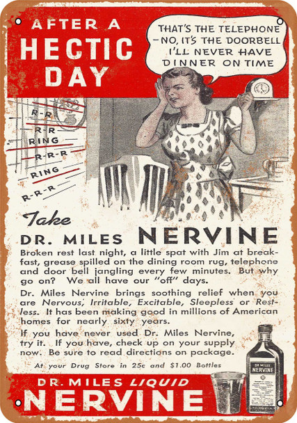 1940 Dr. Miles Nervine Tonic - Metal Sign