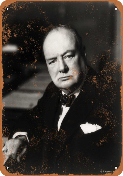 1941 Winston Churchill Portrait - Metal Sign
