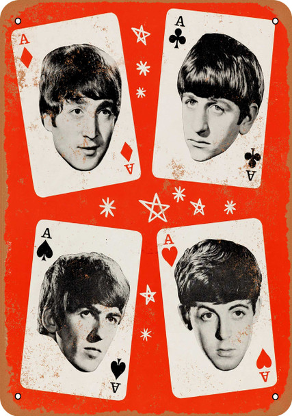 1963 Beatles Aces Card Faces - Metal Sign 1963 Beatles Aces Card Faces - Metal Sign