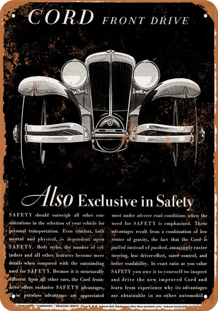 1931 Cord Front Drive Automobiles - Metal Sign