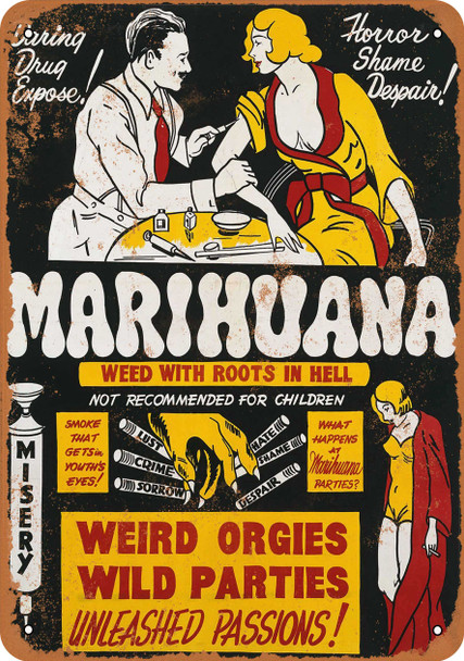 1936 Marijuana Weed With Roots in Hell - Metal Sign