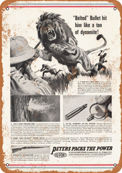 1939 Peters Ammunition and African Lions - Metal Sign