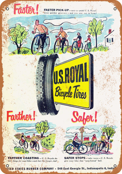 1953 US Royal Bicycle Tires - Metal Sign