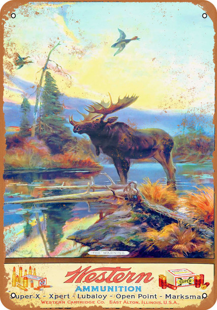 Western Ammunition and Moose - Metal Sign