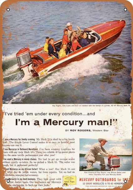 1957 Mercury Outboard Boat Motors - Metal Sign