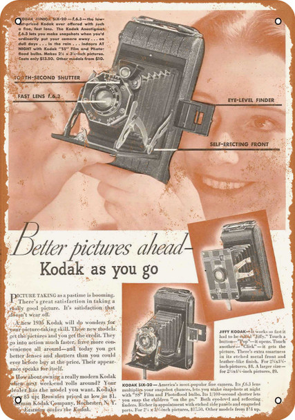 1935 Kodak Cameras - Metal Sign