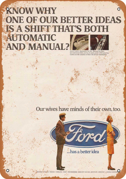 1967 Ford Automatic and Manual Shifting - Metal Sign 1967 Ford Automatic and Manual Shifting - Metal Sign