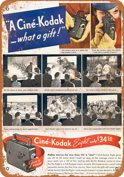 1934 Cine-Kodak 8 - Metal Sign