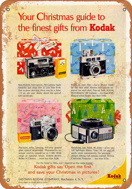 1963 Kodak Christmas Guide - Metal Sign