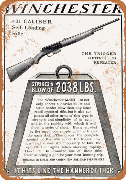1910 Winchester .401 Rifle - Metal Sign