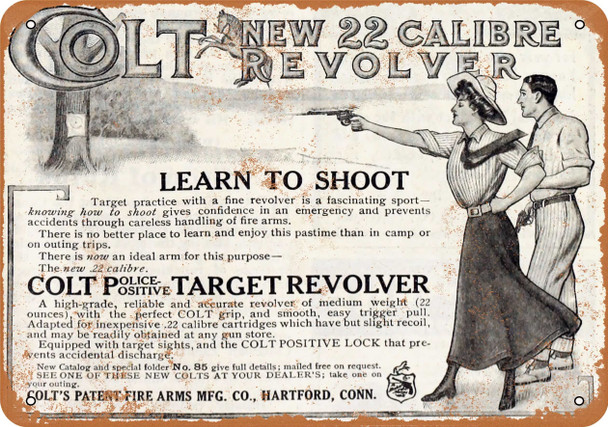 1910 Colt .22 Revolver - Metal Sign