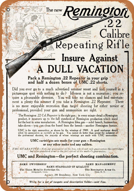 1910 Remington .22 Repeating Rifle - Metal Sign