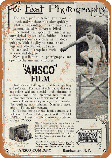 1910 Ansco Photographic Film - Metal Sign
