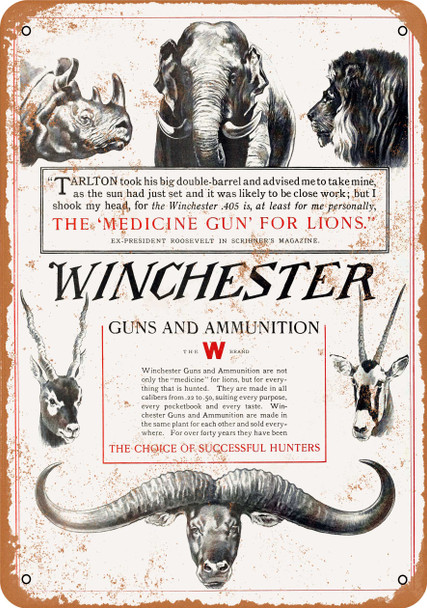 1910 Winchester Guns and Ammunition - Metal Sign