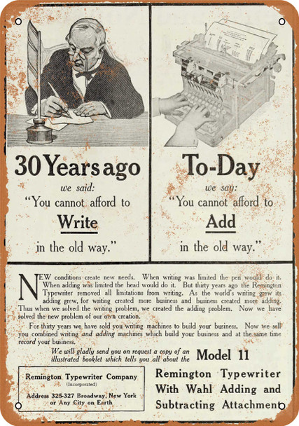 1910 Remington Typewriters and Adding Machines - Metal Sign