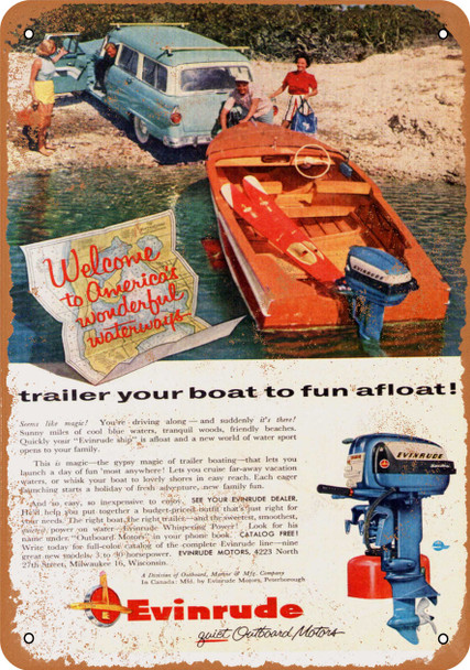 1956 Evinrude Outboard Motors - Metal Sign