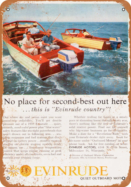 1959 Evinrude Outboard Motors - Metal Sign