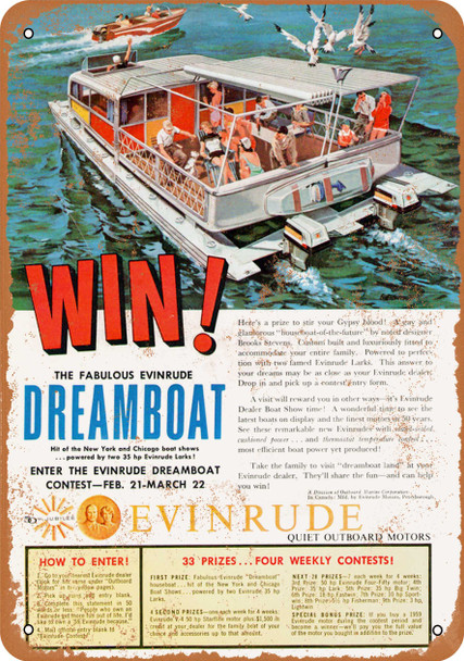 1959 Evinrude Outboard Motors Contest - Metal Sign