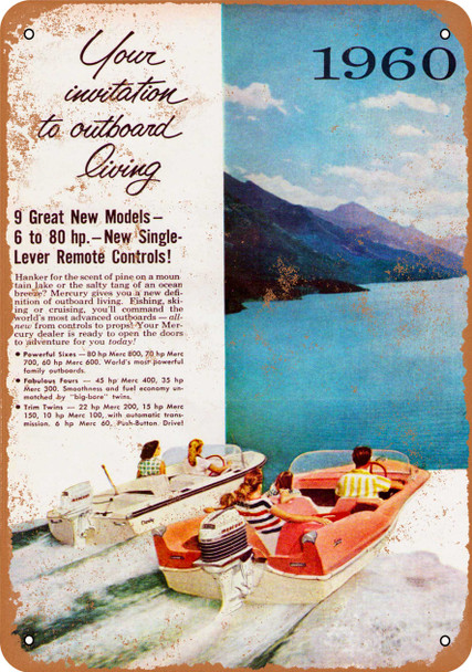 1960 Mercury Outboard Motors - Metal Sign