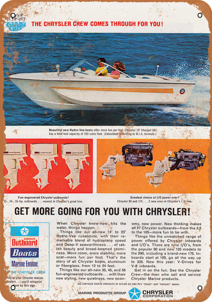 1967 Chrysler Boat Motors - Metal Sign