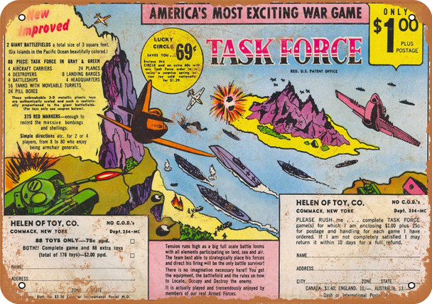 Comic Book War Game Ad - Metal Sign