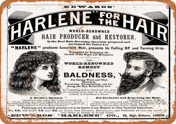 1895 Harlene Hair Producer and Restorer - Metal Sign