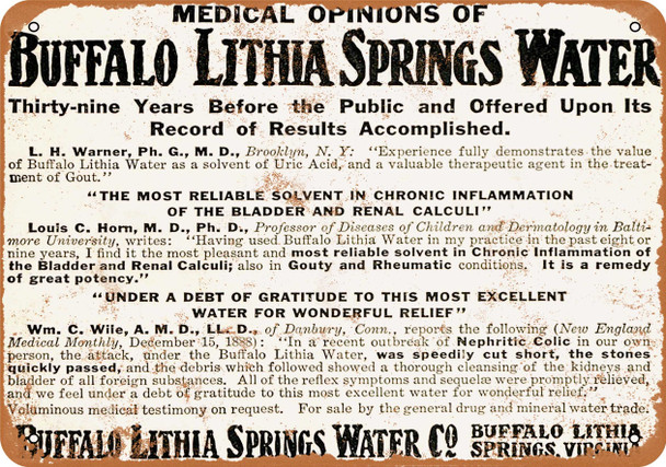1910 Buffalo Lithia Springs Water - Metal Sign