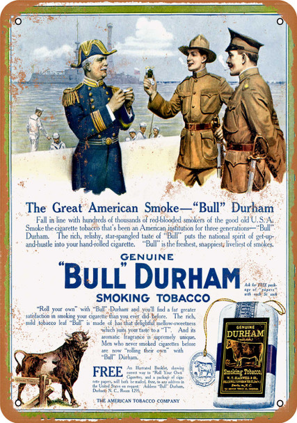 1915 Bull Durham Smoking Tobacco - Metal Sign