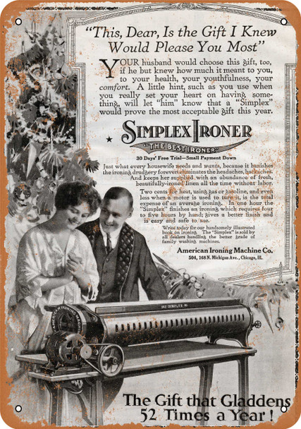 1916 Simplex Ironing Machine - Metal Sign