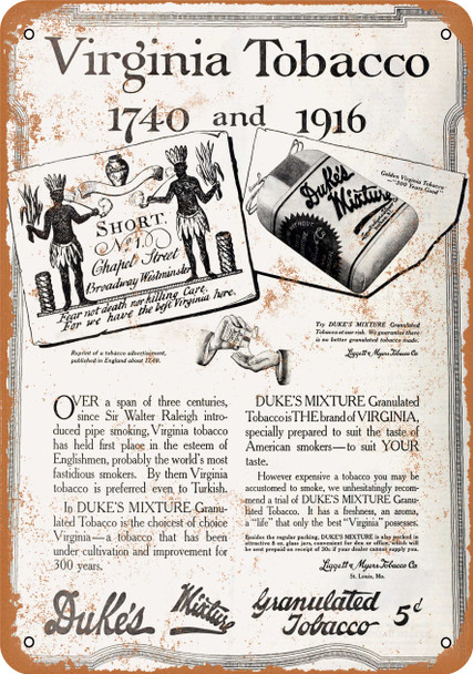 1916 Duke's Mixture Virginia Tobacco - Metal Sign
