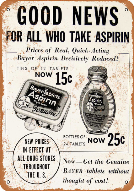 1934 Bayer Aspirin - Metal Sign