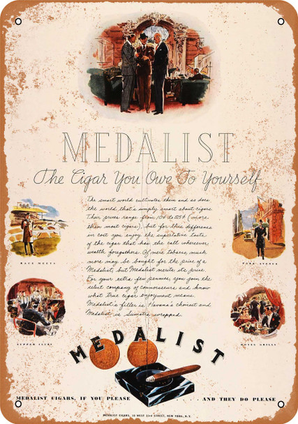 1936 Medalist Cigars - Metal Sign