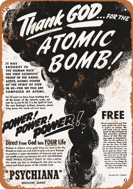 1946 Thank God for the Atomic Bomb - Metal Sign