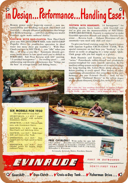 1950 Evinrude Boat Motors - Metal Sign 2