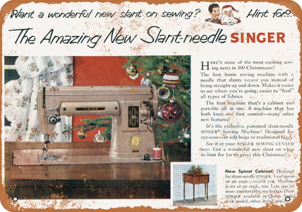 1952 Slant-Needle Singer Sewing Machine - Metal Sign