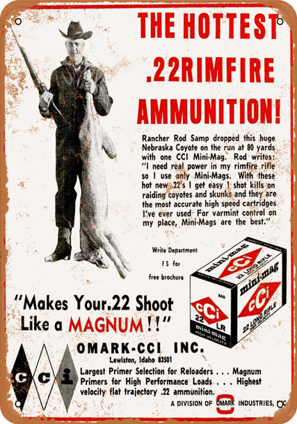 1968 CCI .22 Ammunition - Metal Sign