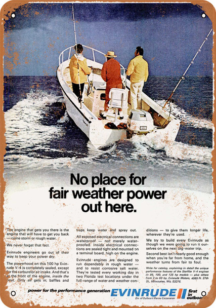 1971 Evinrude Outboard Motors - Metal Sign