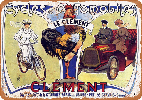 1902 Clement Bicycles and Automobiles - Metal Sign