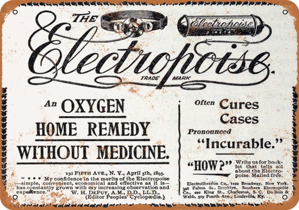 1911 Electropoise Oxygen Home Remedy - Metal Sign