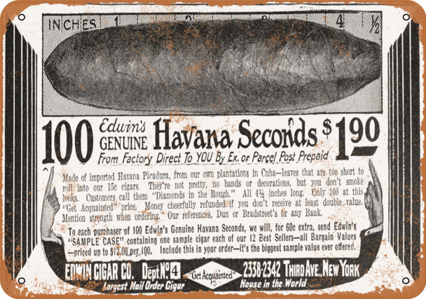 1915 Havana Seconds Cigars - Metal Sign