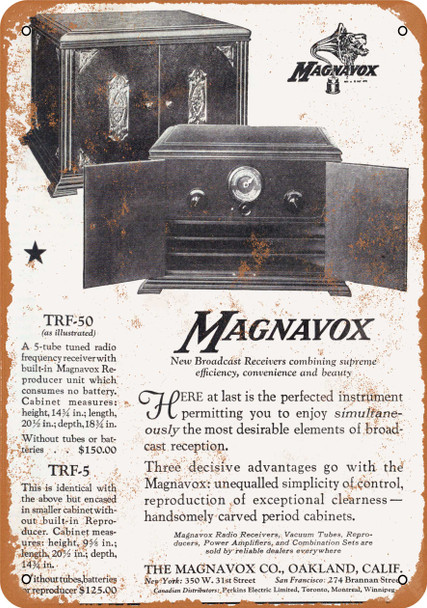 1924 Magnavox Radios - Metal Sign