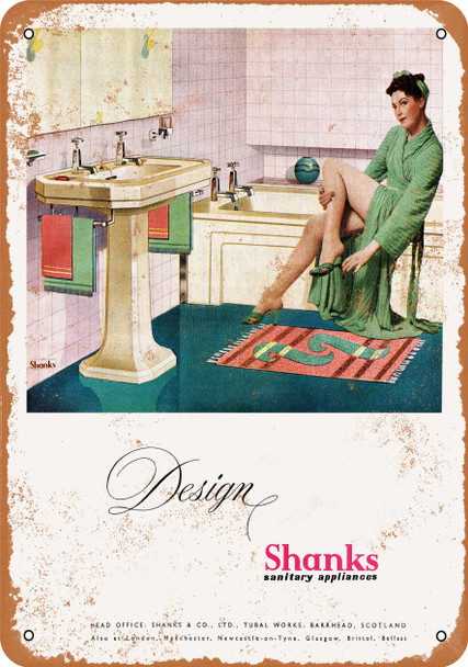 1950 Shanks Sanitary Bathroom Fixtures - Metal Sign