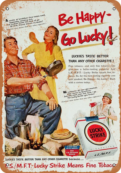 1951 Lucky Strike and Camping - Metal Sign