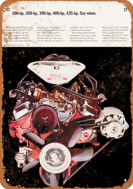 1969 Chevrolet Corvette Motor - Metal Sign