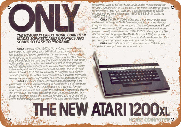 1983 Atari 1200XL Computer - Metal Sign