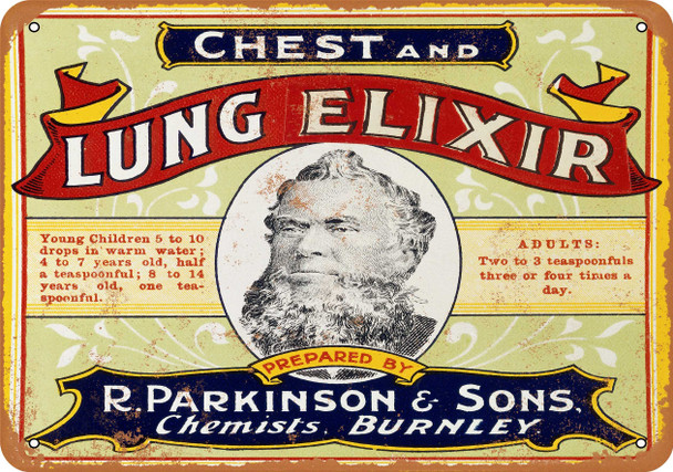 1850 Parkinson Chest and Lung Elixir - Metal Sign