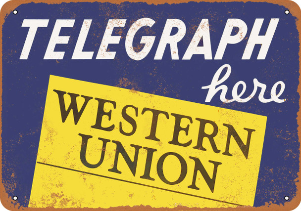 Telegraph Here Western Union - Metal Sign