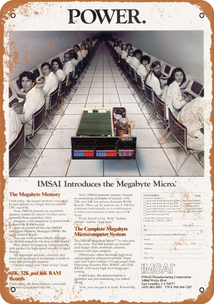 1977 IMSAI Megabyte Computer System - Metal Sign