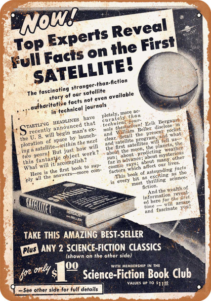 1957 The First Satellite Book - Metal Sign