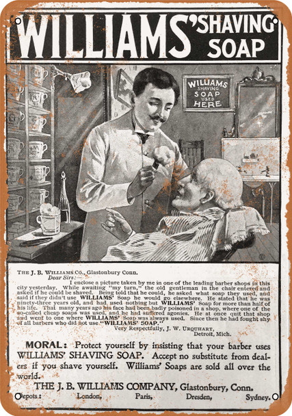 1900 Williams' Shaving Soap - Metal Sign